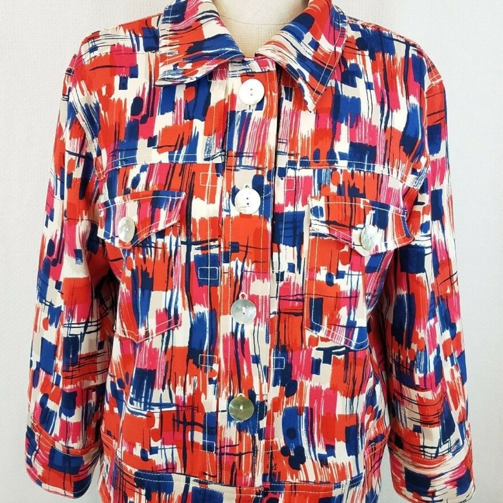Womens Size 6 Abstract Jacket 3/4 Length Sleeves